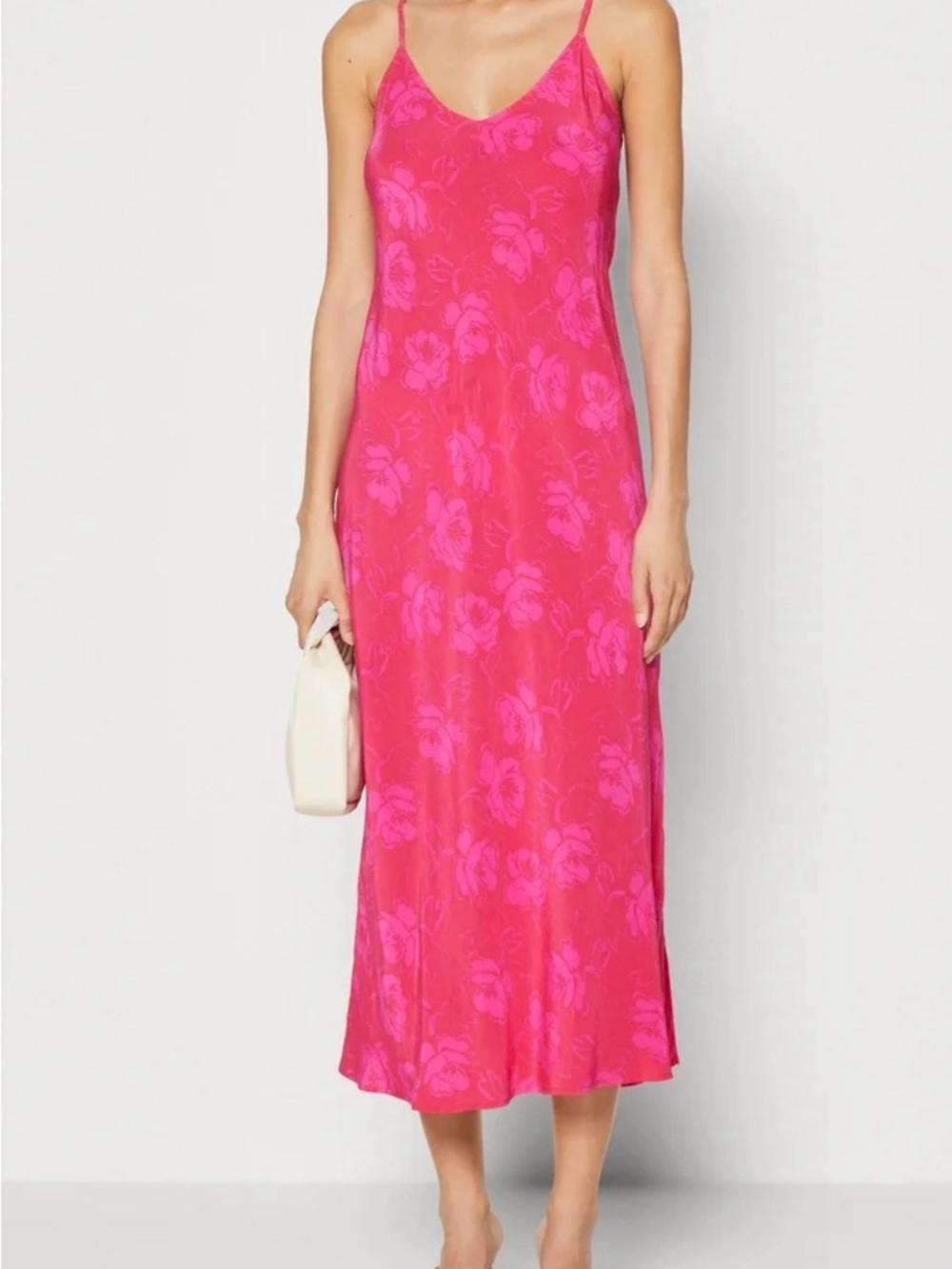 GAP Hot Pink Floral Slip Midi Dress